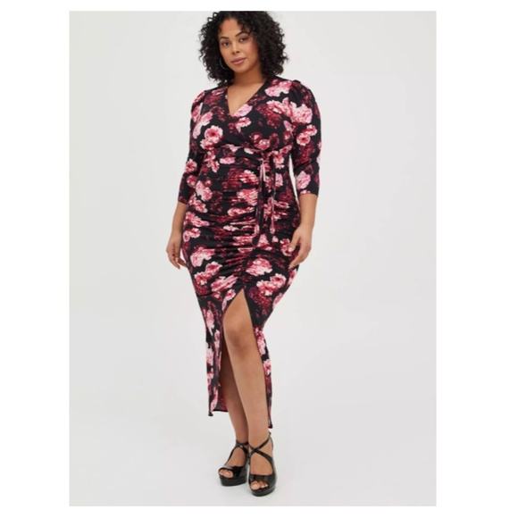 TORRID Maxi Studio Knit Hi-Low Dress Multi Floral Size 20 - Picture 2 of 16